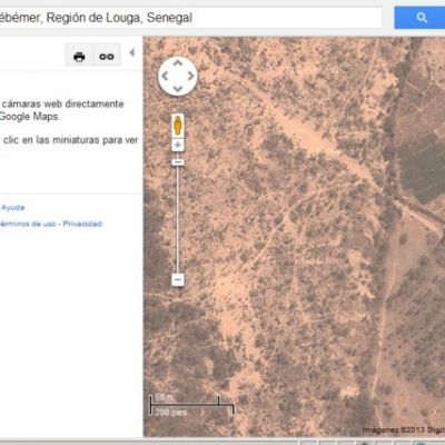 Vista con google Maps del vivero en Loumpoul y parte de la reforestación en la zona. Kebemer, Senegal.