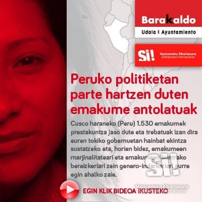 Banner (euskera) divulgado por Nazioarteko Elkartasuna-Solidaridad Internacional en la campaña de sensibilización la participación política de las mujeres.