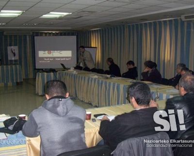 Taller sobre la Campaña de Boicot a Israel (BDS) realizado a traves de videoconferencia entre Gaza y Cisjordania.